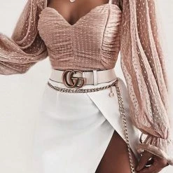 Levency Mesh Puff Sleeve Crop Top