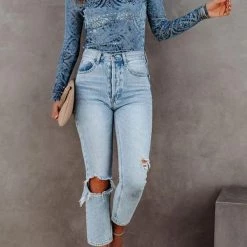 Levency New In Velvet Burnout Turtleneck Top