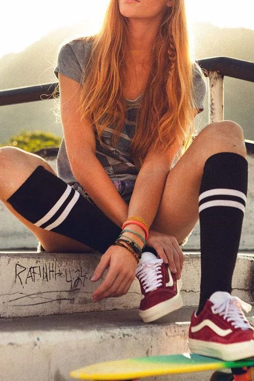 Levency Stripe Weave Over Knee Socks 3 Levency Stripe Weave Over Knee Socks