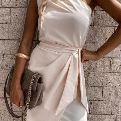 Levency New In One Shoulder Belted Mini Dress