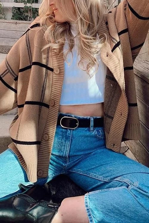 Levency Button Plaid Cardigan New In 7 Levency Button Plaid Cardigan New In