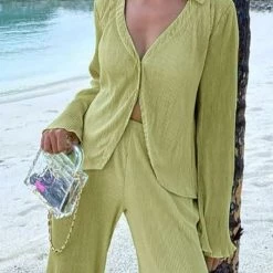 Levency Pleated Oversized Shirt And Trouser Set New In