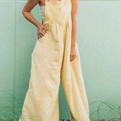 Levency Adjustable Straps Pockets Wide Leg Jumpsuits New In