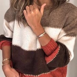 Levency Color Block Loose Sweater