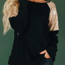 Levency Sequin Shoulder Long Sleeve Top 16 Levency Sequin Shoulder Long Sleeve Top