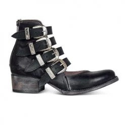 Levency Strap Bandage Chunky Heel Oxford Boots New In