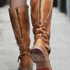 Levency Zipper Low Heel High Heel Boots