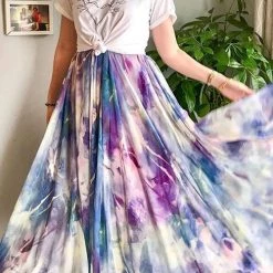 Levency New In Floral Print Chiffon Maxi Skirts