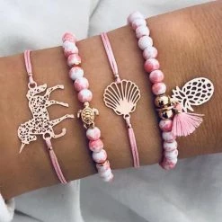 Levency Unicorn Tortoise Beads Layer Bracelet