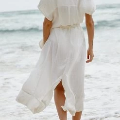 Levency New In Button Belted Short Sleeve Cover Dress