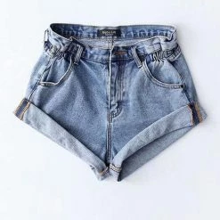 Levency New In Hemming High Waist Denim Shorts