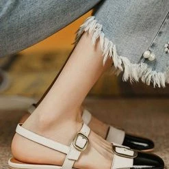 Levency Buckle Color Block Flats Slingback