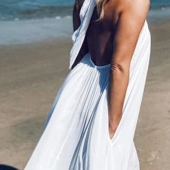 Levency New In Hlater Neck Backless Maxi Dress