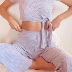 Shelynn Knot Short Sleeve Pants Set