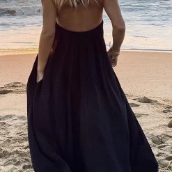 Levency New In Hlater Neck Backless Maxi Dress