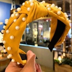 Levency Velvet Knot Pearl Headband New In