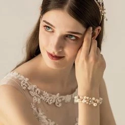 Levency Pearl Rhinestone Flower Headband