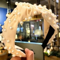 Levency Velvet Knot Pearl Headband New In