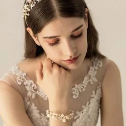 Levency Pearl Rhinestone Flower Headband