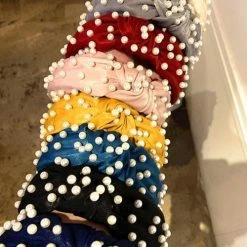 Levency Velvet Knot Pearl Headband New In