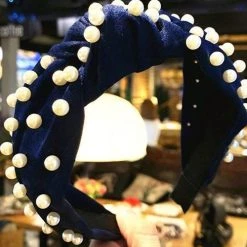 Levency Velvet Knot Pearl Headband New In