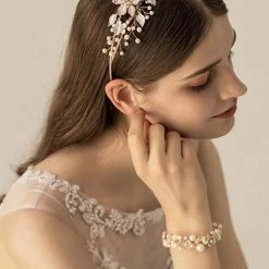 Levency Pearl Rhinestone Flower Headband