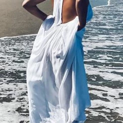 Levency New In Hlater Neck Backless Maxi Dress