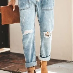 Levency Broken Hole Pockets Knot Jeans New In