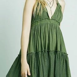 Levency Ruffles Backless Slip Mini Dress New In