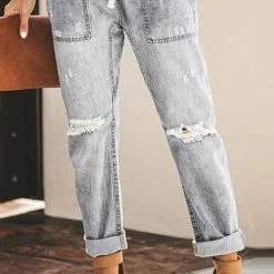 Levency Broken Hole Pockets Knot Jeans New In