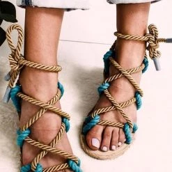 Levency Twine Straps Flat Sandals