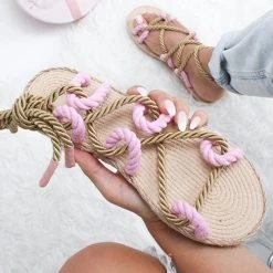 Levency Twine Straps Flat Sandals