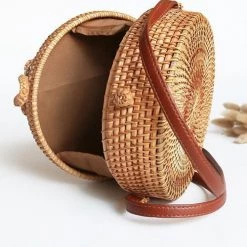 Levency Bow Straw Crossbody Bag
