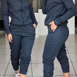 Levency New In Solid Simple Pants Set