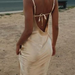 Levency Satin Slip Bakcless Mermaid Dress