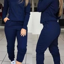 Levency New In Solid Simple Pants Set