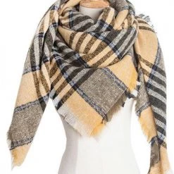 Levency Plaid Ripped Hem Scarf