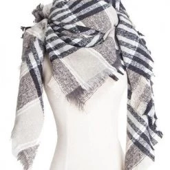 Levency Plaid Ripped Hem Scarf