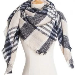 Levency Plaid Ripped Hem Scarf