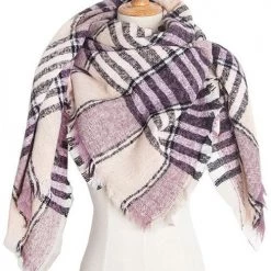 Levency Plaid Ripped Hem Scarf