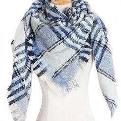 Levency Plaid Ripped Hem Scarf