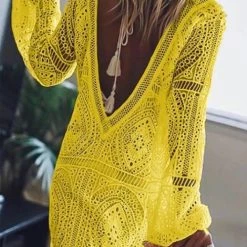 Levency New In V Neck Long Sleeve Mini Dress