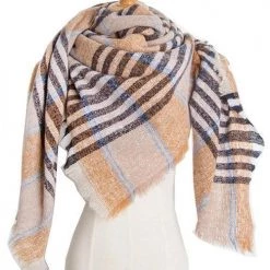 Levency Plaid Ripped Hem Scarf