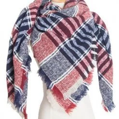 Levency Plaid Ripped Hem Scarf