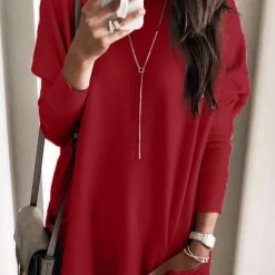 Levency Pockets Long Sleeve Loose T Shirt