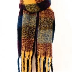 Levency New In Tassels Color Block Scarf