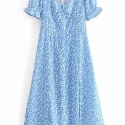 Levency New In Print Slit Short Sleeve Dress