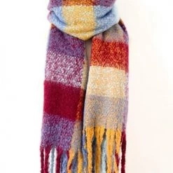 Levency New In Tassels Color Block Scarf