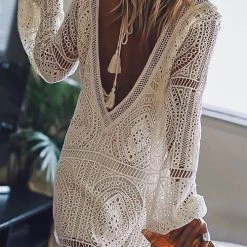 Levency New In V Neck Long Sleeve Mini Dress