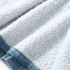 Levency Sherpa Fleece Denim Trench Coat